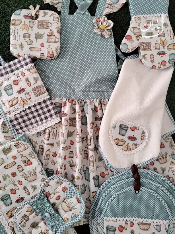 سرویس آشپزخانه پارچه ای ۱۱تکه (مدل نسترن)