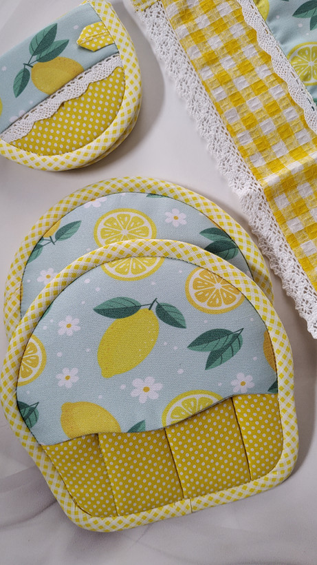 سرویس آشپزخانه پارچه ای۱۵تکه 🍋مدل لیمو🍋